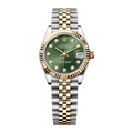 Rolex Datejust 31 Green Diamond Dial with Two Tone Jubilee Bracelet & Fluted Bezel