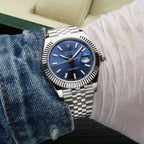 Rolex Datejust 41 Blue Index Stick Dial Fluted Bezel Stainless Steel Jubilee Bracelet
