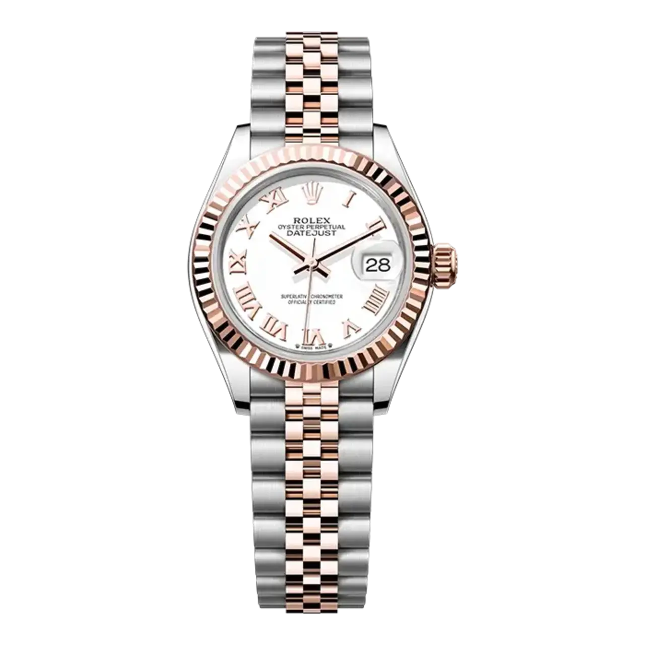 Rolex Lady-Datejust 28mm Two Tone with White Roman Dial