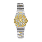 Women Luxury Bling-ed Out Gold Stainless Steel Quartz Analog Wrist Watch