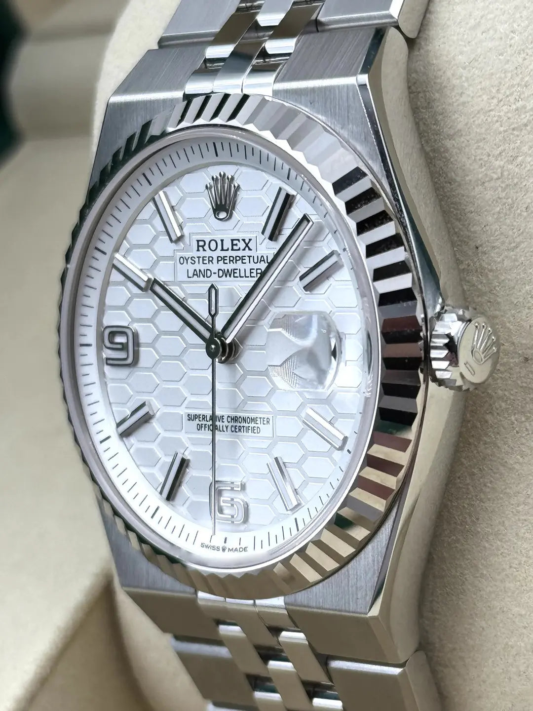 Rolex Land-Dweller 127334 White Honeycomb Motif